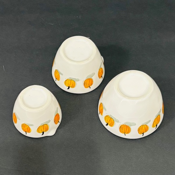 Rae Dunn Pumpkin Watercolor Measuring Cups Farmhouse Ceramic Orange Autumn White - Picture 4 of 4